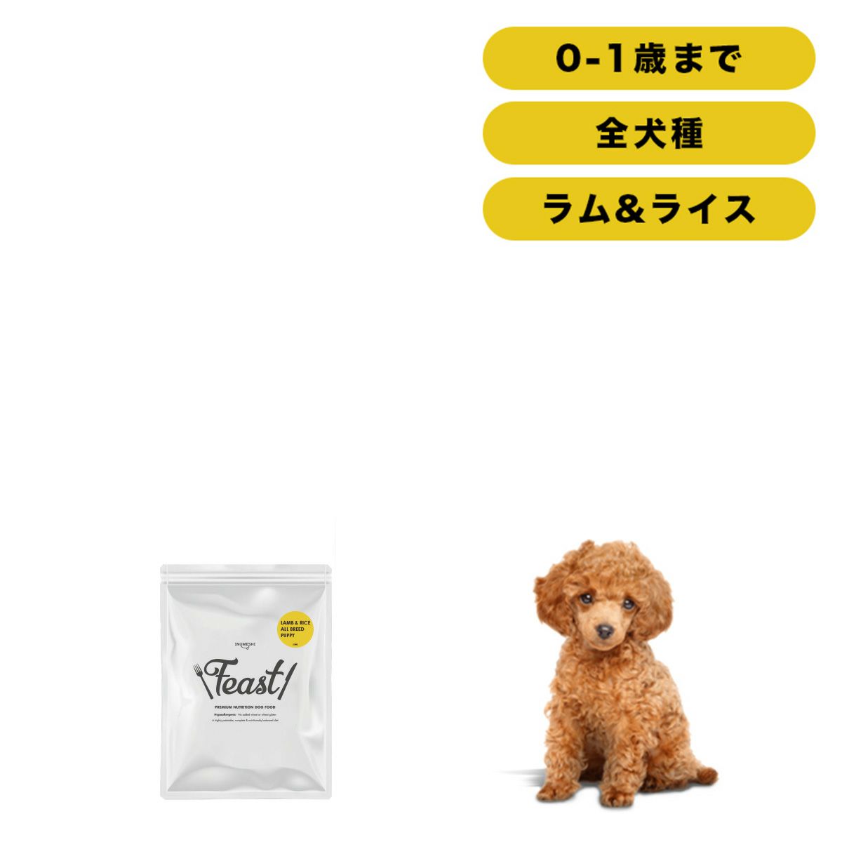 INUMESHI　フィースト　ラム&ライス　子犬用　全犬種用　200g（100g×2袋）　おためしパック