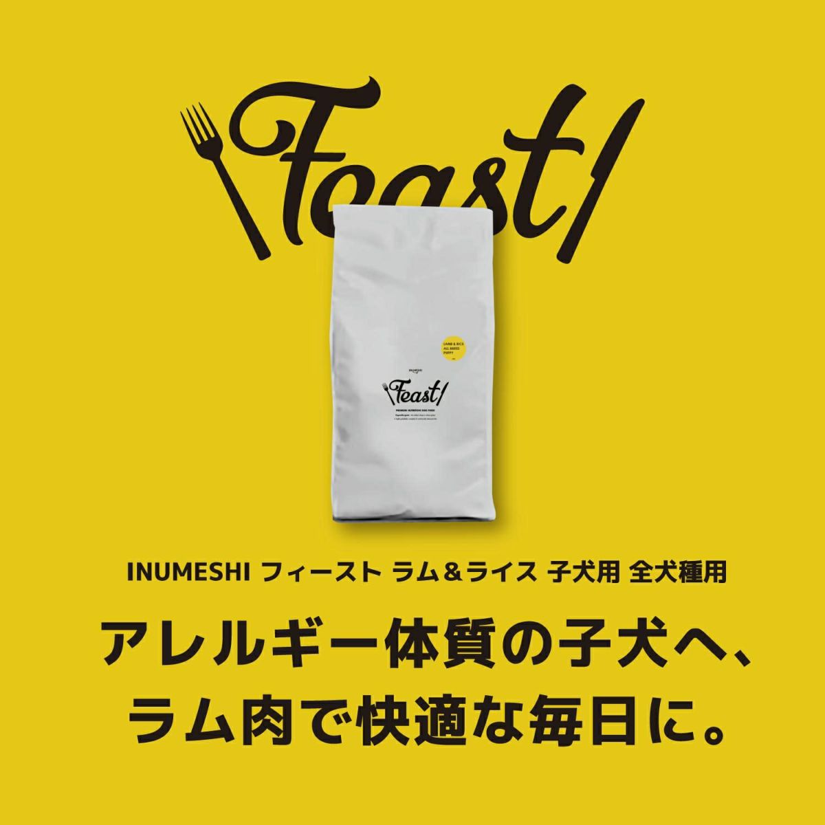 INUMESHI　フィースト　ラム&ライス　子犬用　全犬種用　200g（100g×2袋）　おためしパック