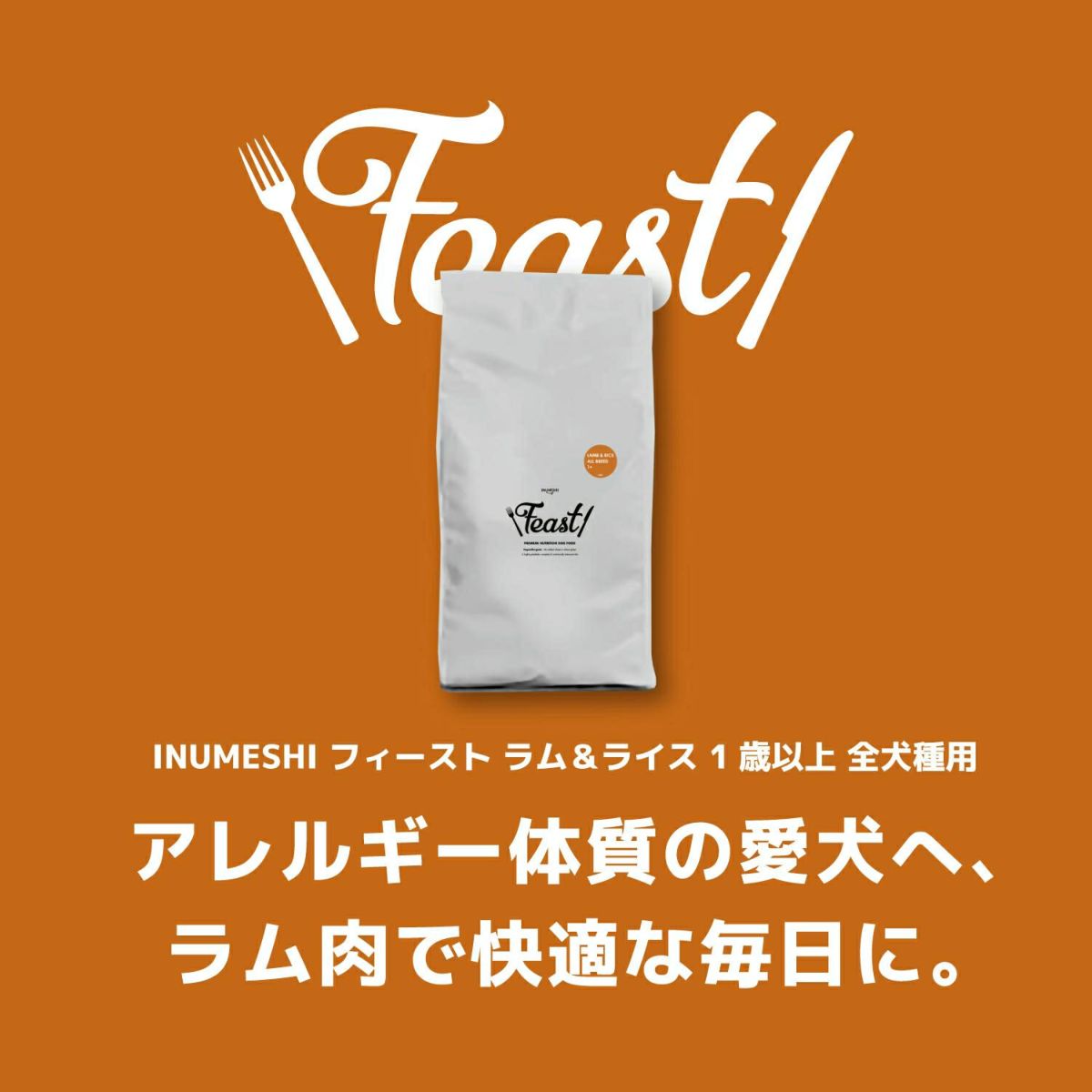 INUMESHI　フィースト　ラム&ライス　1歳以上　全犬種用　200g（100g×2袋）　おためしパック